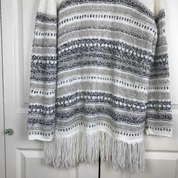 Lemon Tart Fringe Open Front Cardigan Draped Large - Picture 8 of 12